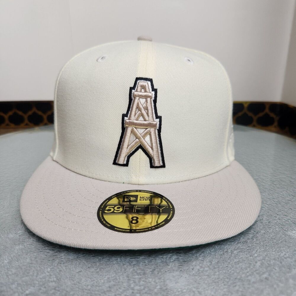 Houston Oilers Hat Cap Fitted Size 8 50th Patch Chrome Top New Era Hat Club Excl